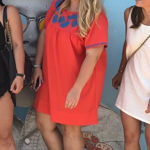 UMGEE Shift Dress Red/Orange with Embroidery